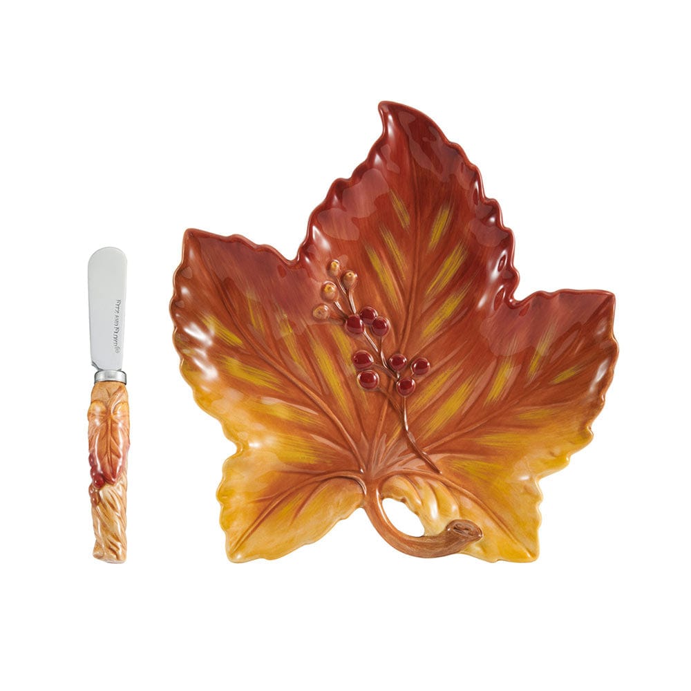 Fitz And Floyd Harvest Snack Plate With Spreader