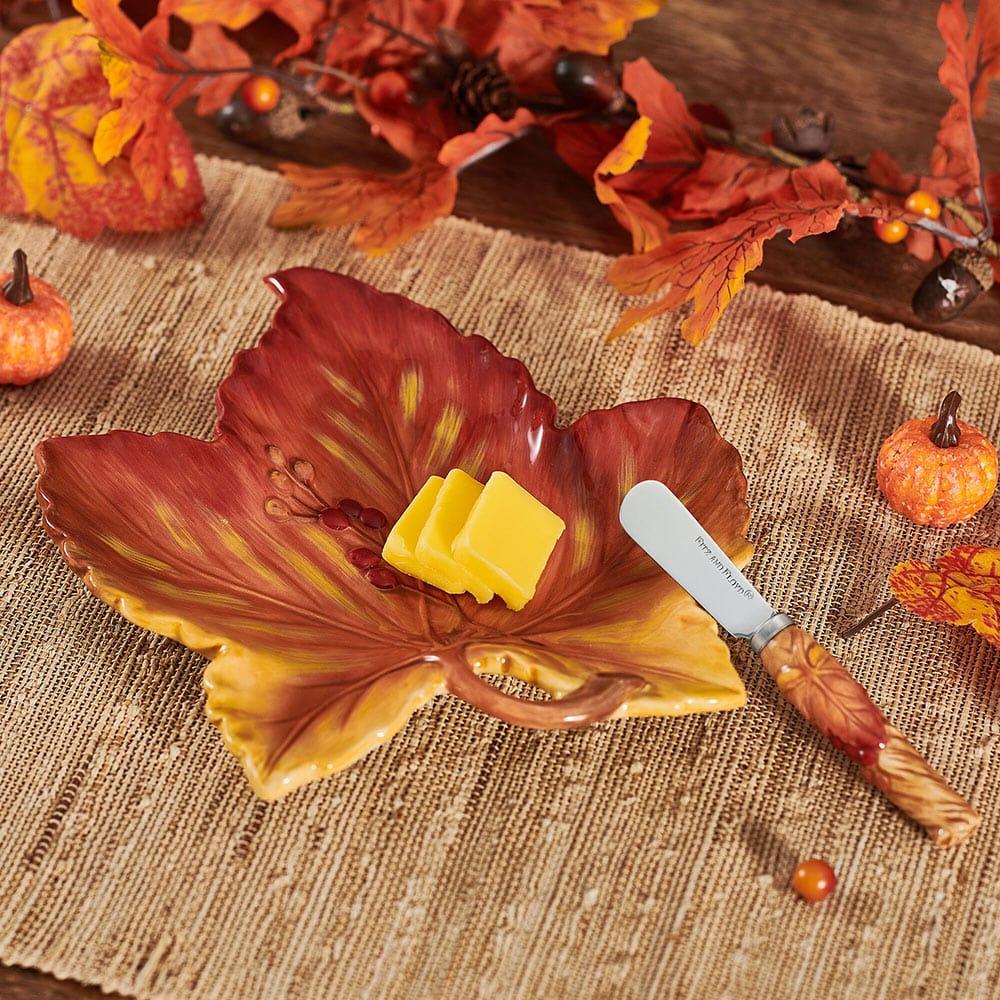 fitz and floyd Harvest Snack Plate with Spreader