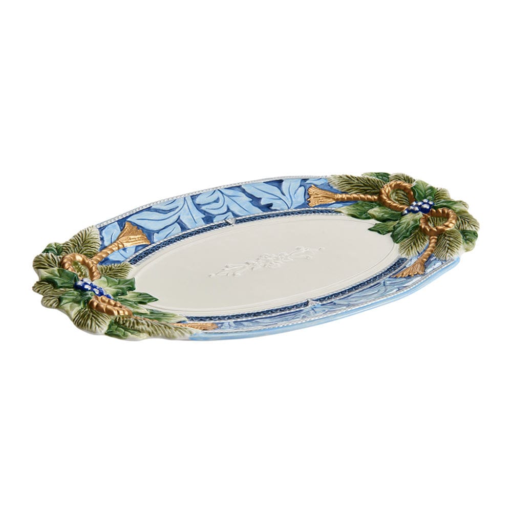 Fitz And Floyd Holiday Home Blue Large Platter
