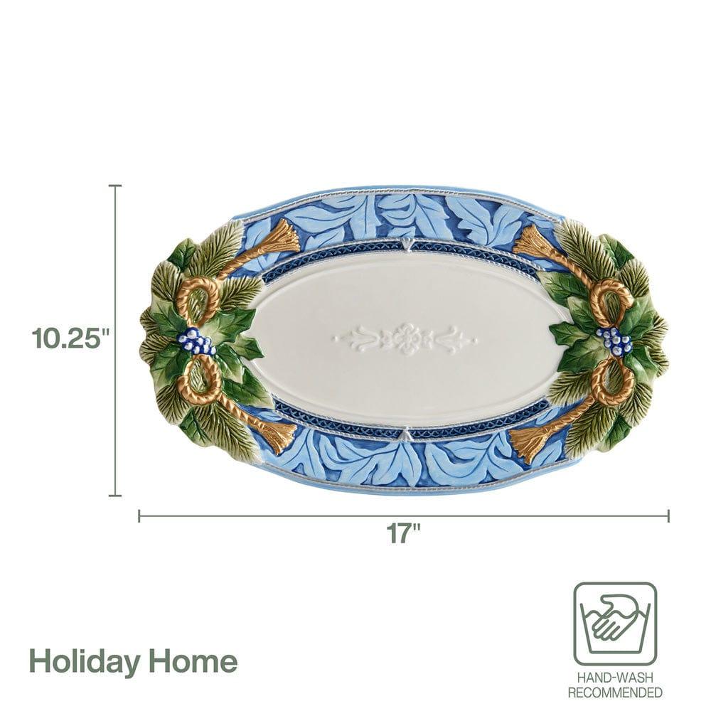 Fitz And Floyd Holiday Home Blue Large Platter