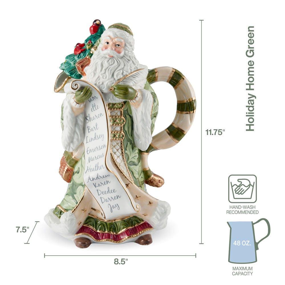 Fitz And Floyd Holiday Home Green Santa Pitcher
