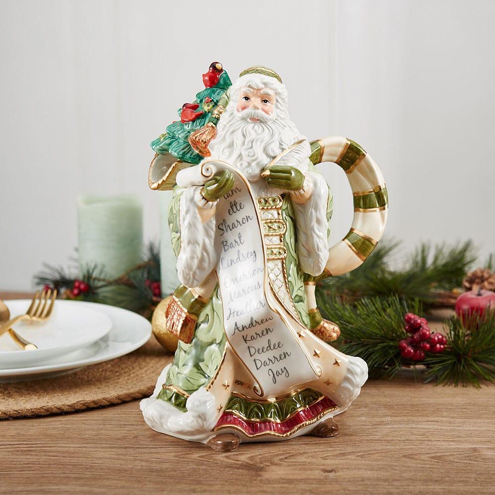 fitz and floyd Holiday Home Green Santa Pitcher