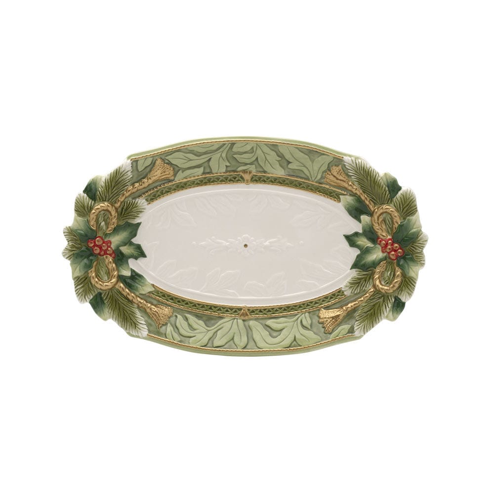 Fitz And Floyd Holiday Home Green Small Platter