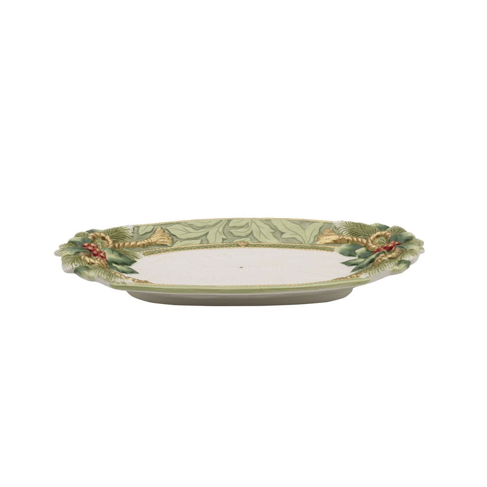 Fitz And Floyd Holiday Home Green Small Platter