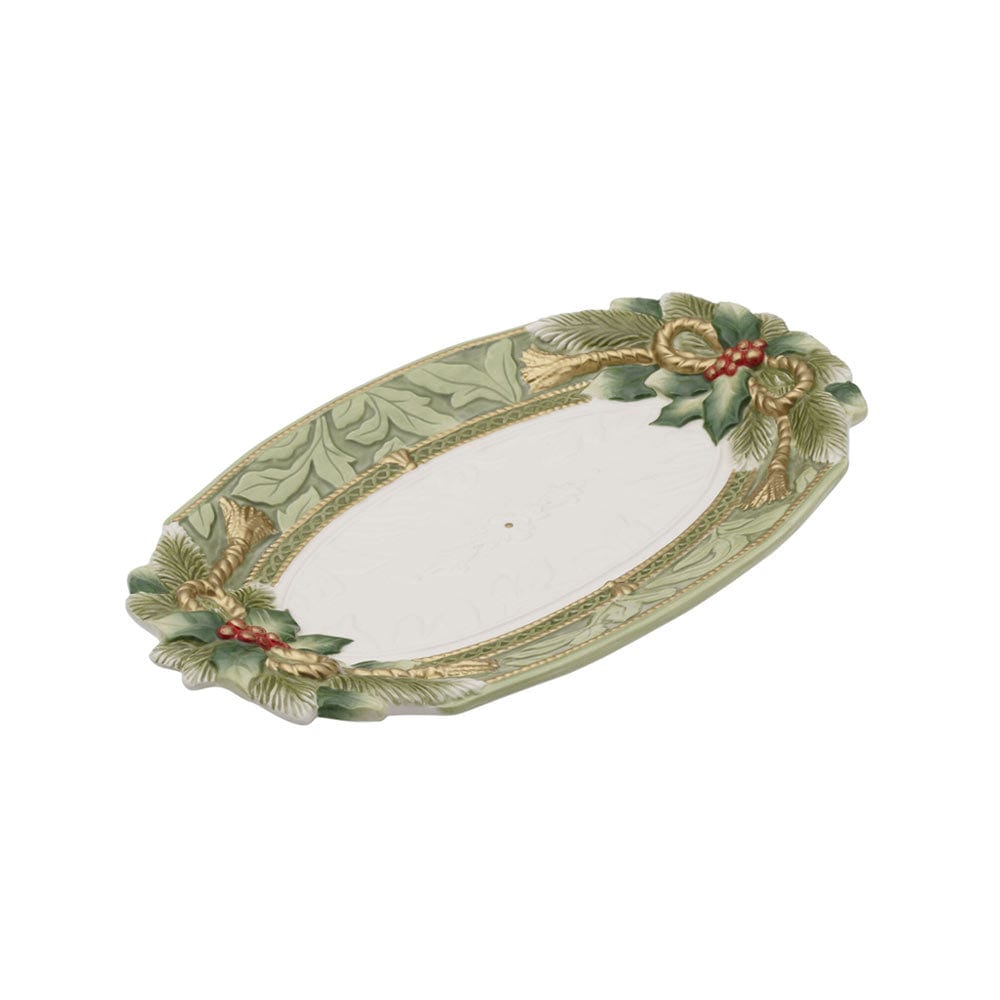 Fitz And Floyd Holiday Home Green Small Platter