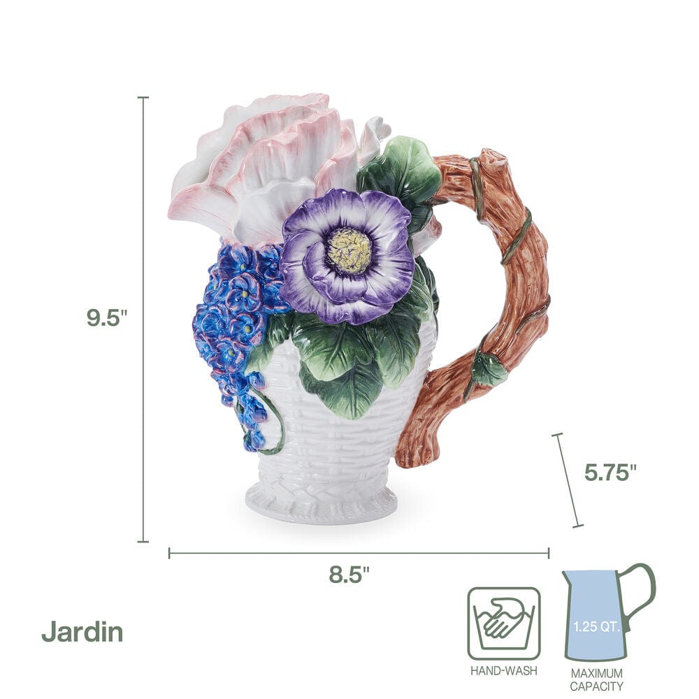 Fitz And Floyd Jardin Bouquet Flower Pitcher Vase