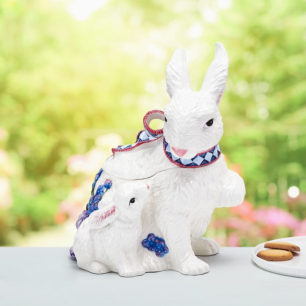 fitz and floyd Jardin Rabbit Cookie Jar Figurine