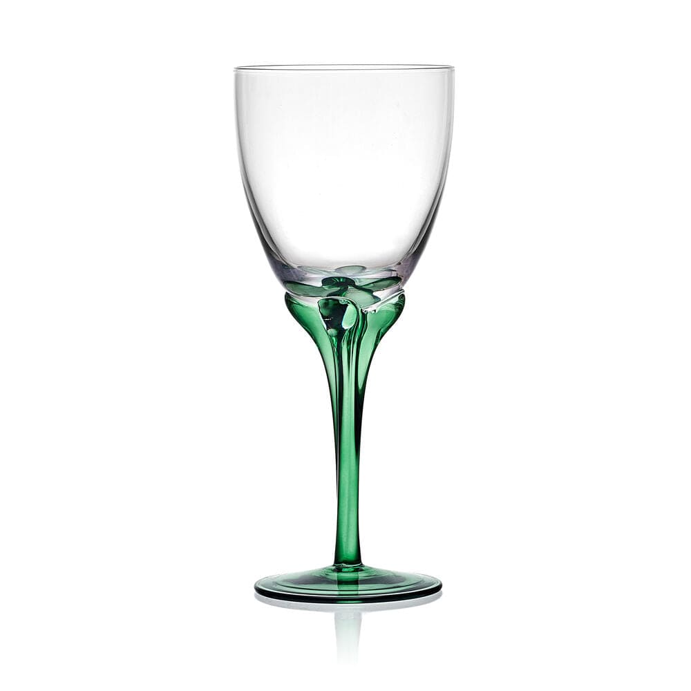 Fitz And Floyd Jardin Set Of 4 Green Wine Glasses