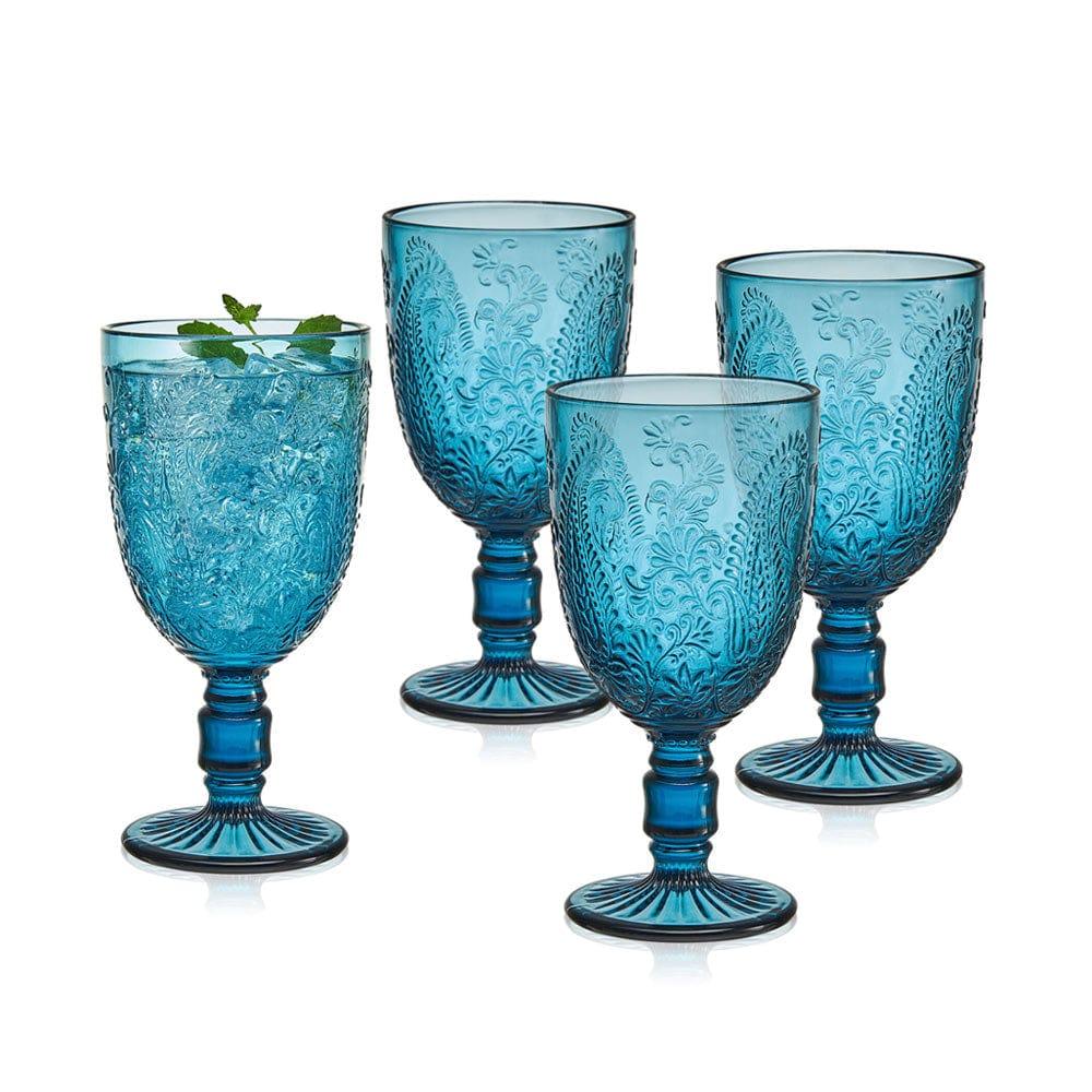 Fitz And Floyd Maddi Goblets Set Of 4 Indigo