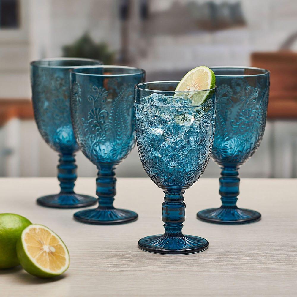fitz and floyd Maddi Goblets Set of 4 Indigo