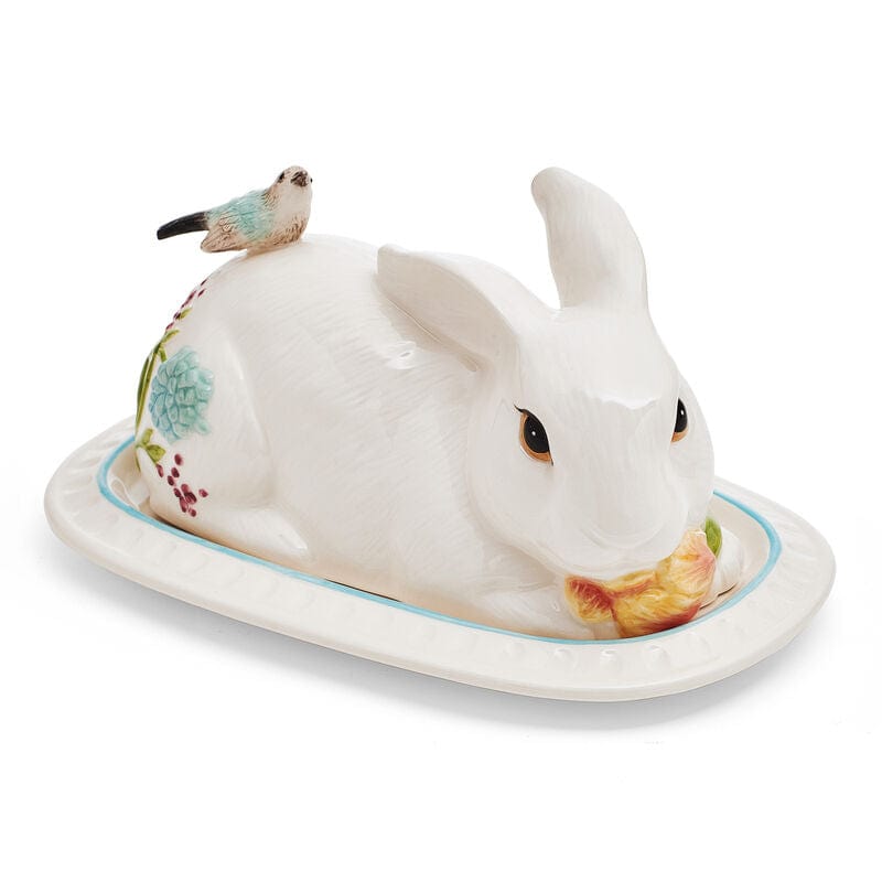 Fitz And Floyd Meadow Rabbit Covered Butter Dish