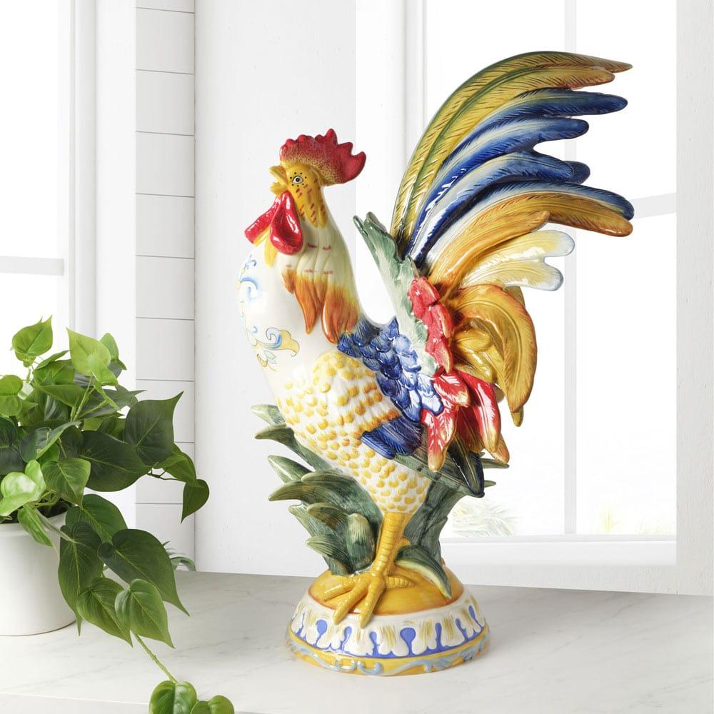 Fitz And Floyd Ricamo Rooster Figurine 20.5 IN