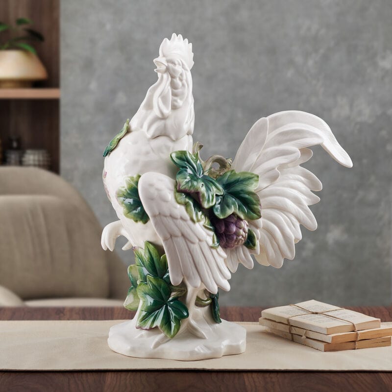 Fitz And Floyd Sicily Green Rooster Figurine 19 IN