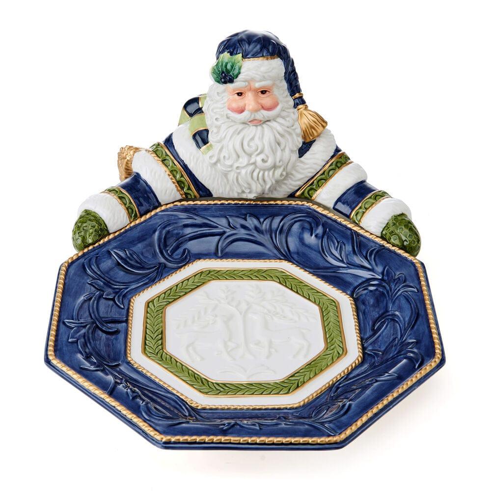Fitz And Floyd Telluride Blue Santa Serving Bowl