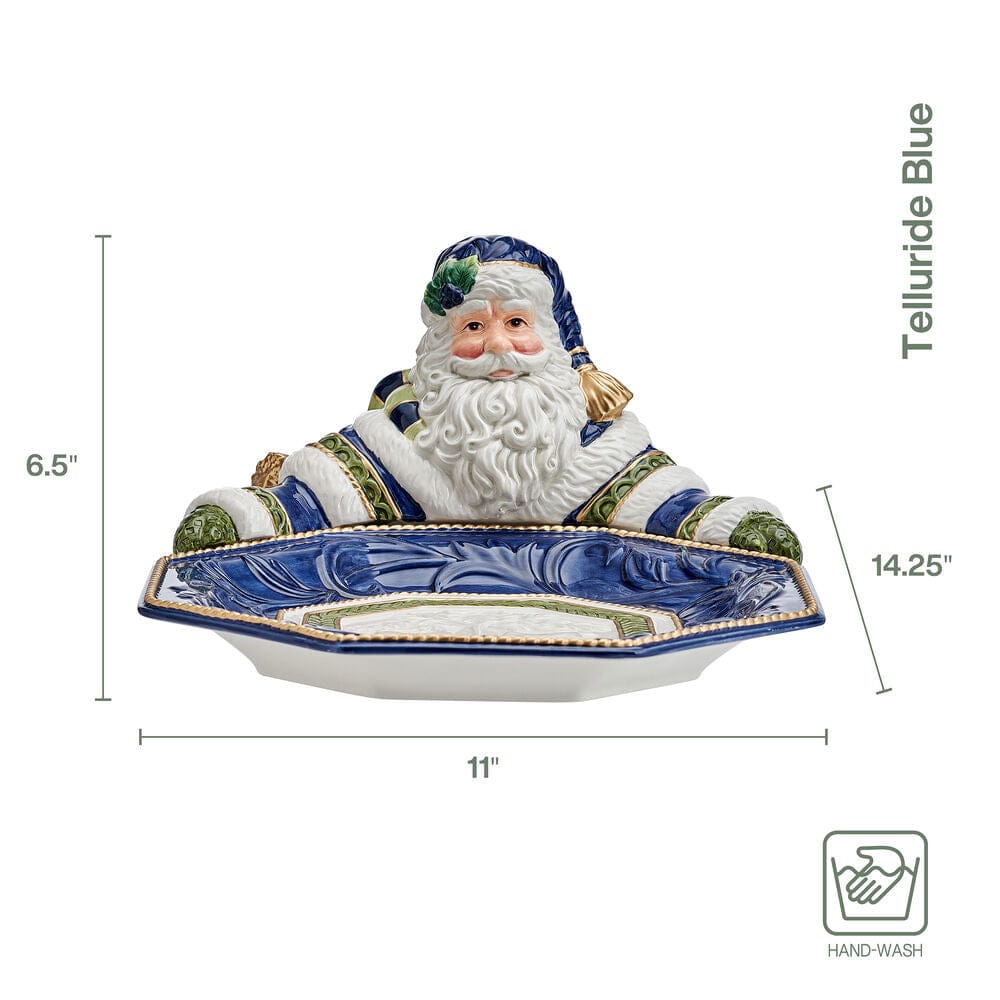 Fitz And Floyd Telluride Blue Santa Serving Bowl
