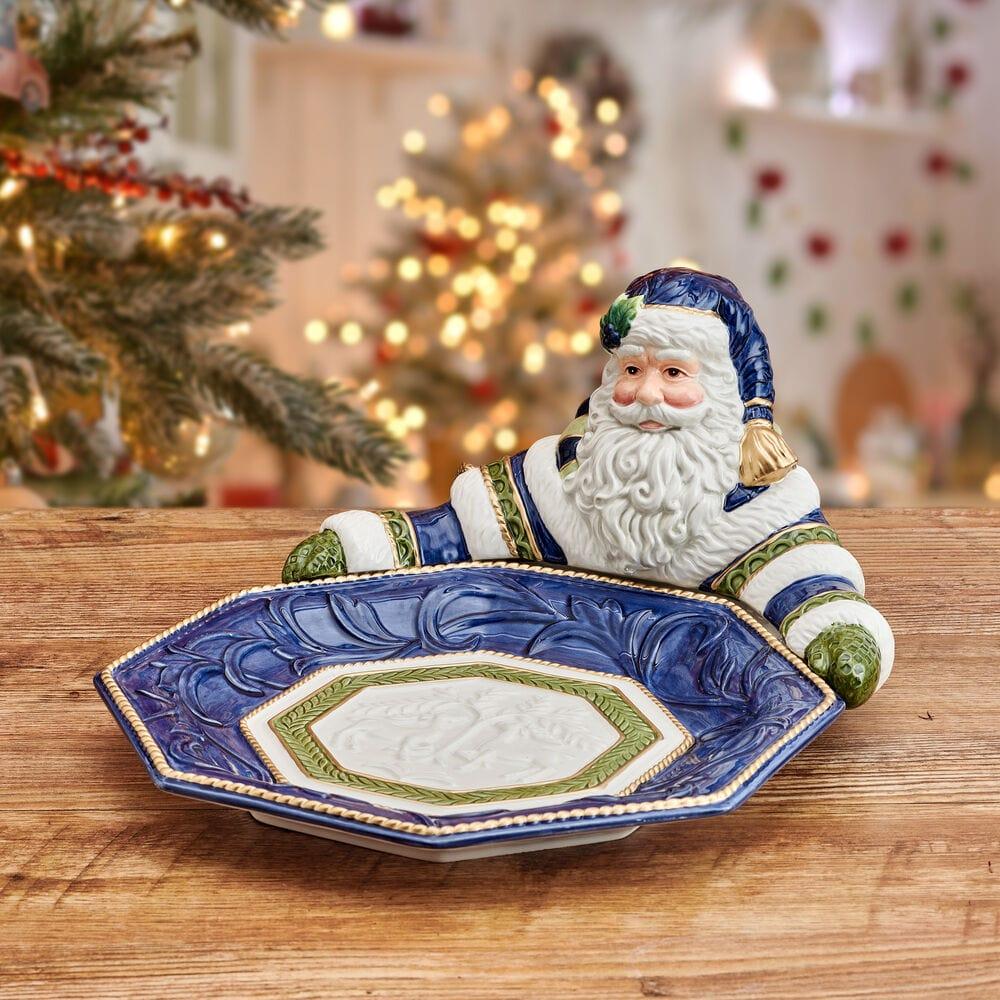 fitz and floyd Telluride Blue Santa Serving Bowl