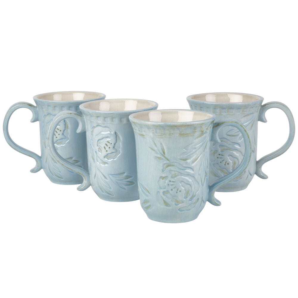 Fitz And Floyd Toulouse Blue Set Of 4 Mugs