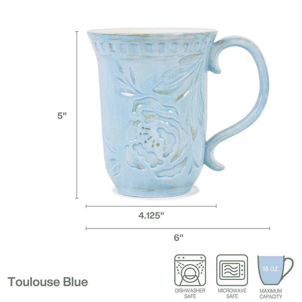 Fitz And Floyd Toulouse Blue Set Of 4 Mugs
