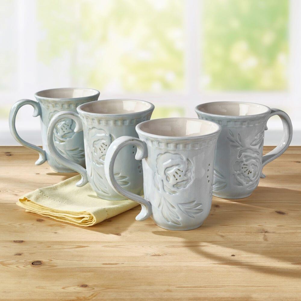 fitz and floyd Toulouse Blue Set of 4 Mugs