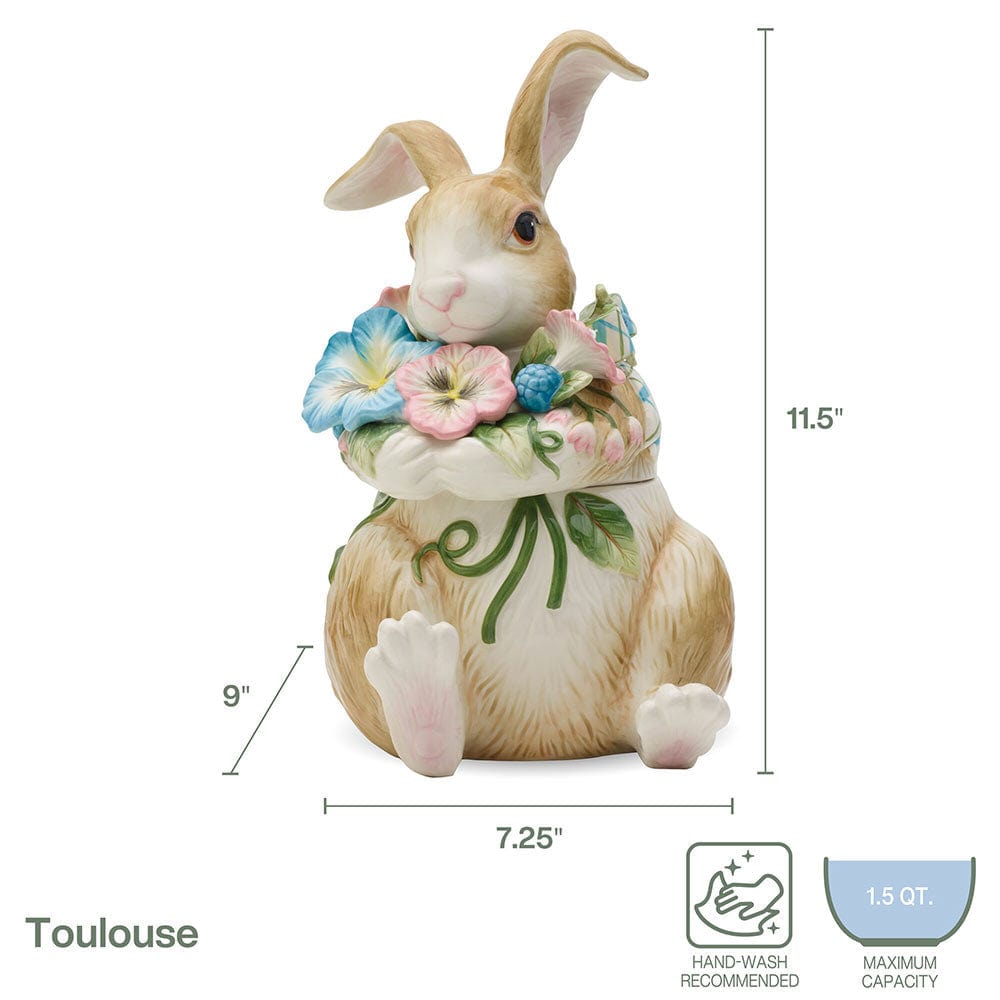 Fitz And Floyd Toulouse Rabbit Cookie Jar Figurine