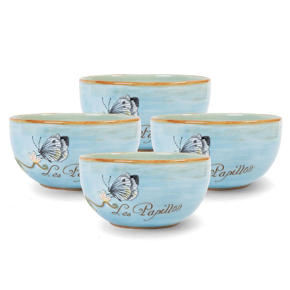 Fitz And Floyd Toulouse Set Of 4 Blue Small Bowls