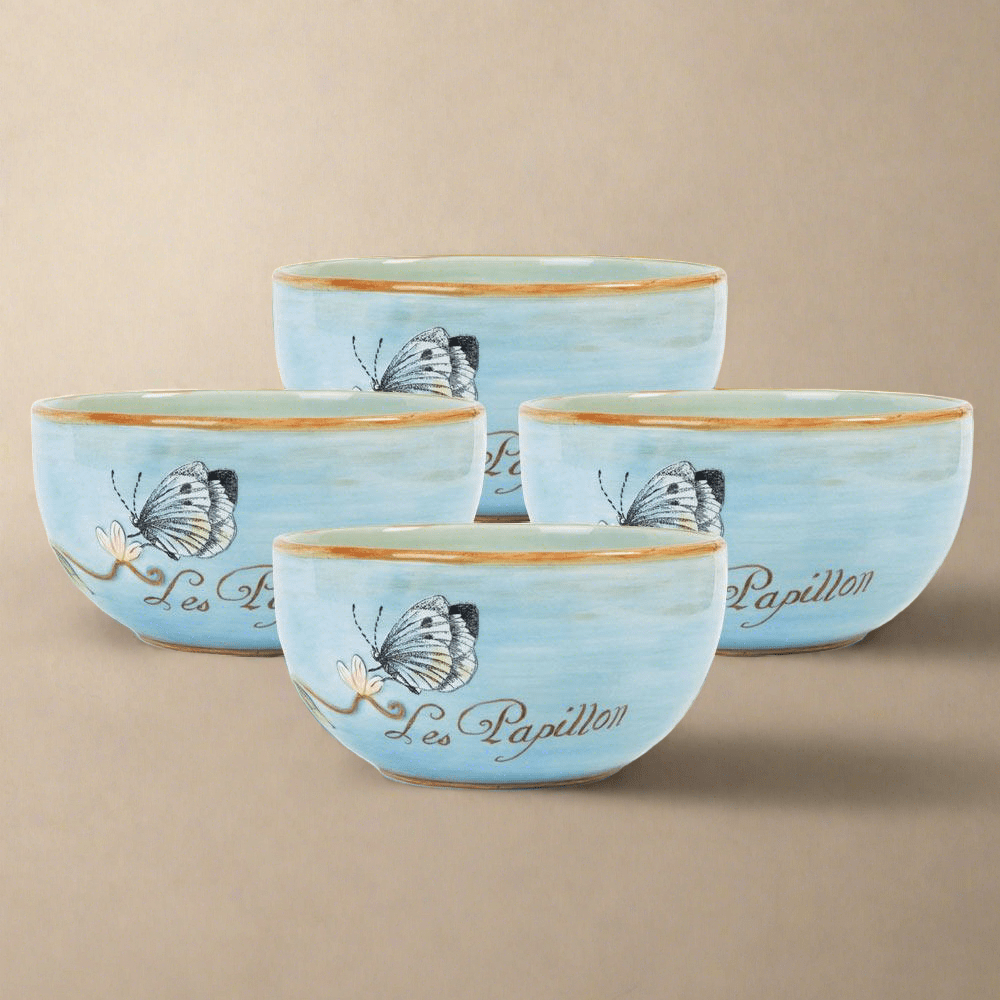 fitz and floyd Toulouse Set of 4 Blue Small Bowls