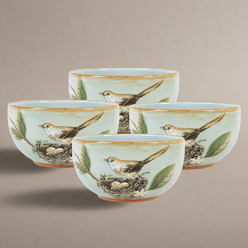 fitz and floyd Toulouse Set of 4 Green Small Bowls