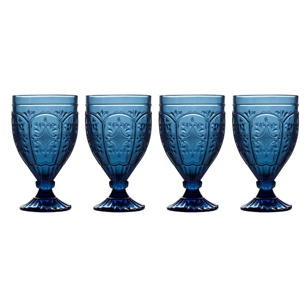 Fitz And Floyd Trestle Goblets Set Of 4 Indigo