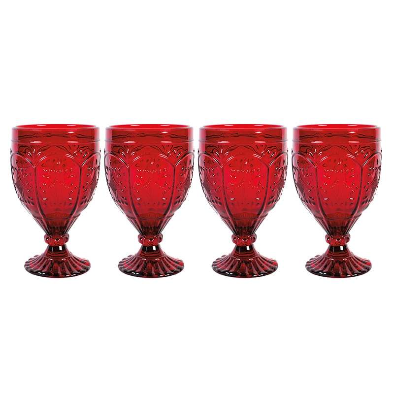 Fitz And Floyd Trestle Goblets Set Of 4 Red