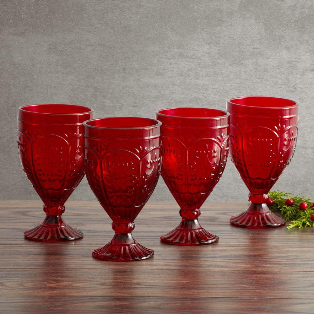 Fitz And Floyd Trestle Goblets Set Of 4 Red