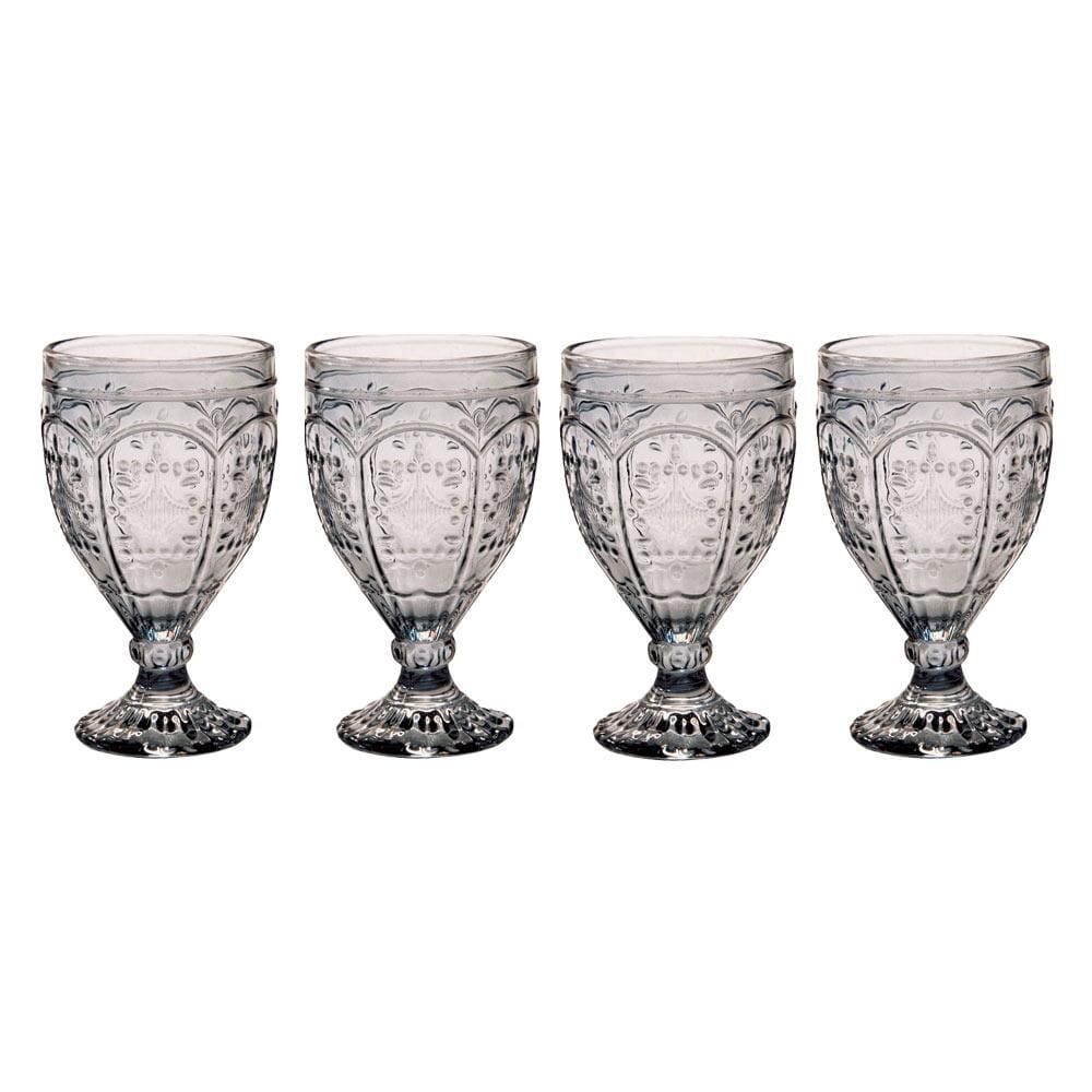 Fitz And Floyd Trestle Goblets Set Of 4 Smoke