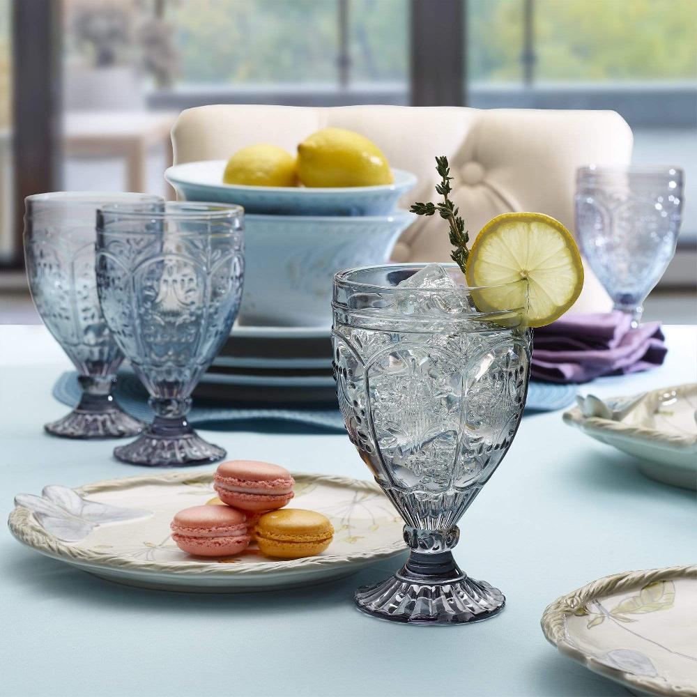 Fitz And Floyd Trestle Goblets Set Of 4 Smoke