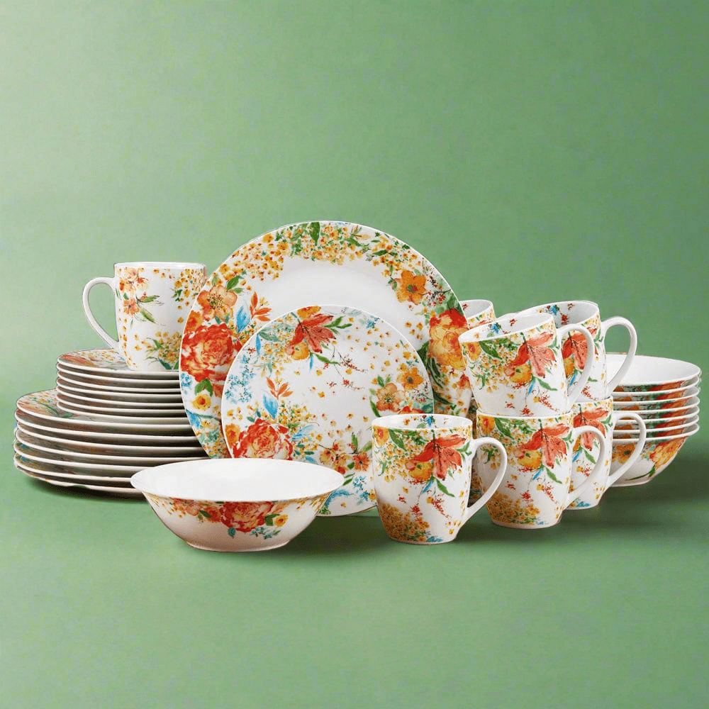 fitz and floyd Garden Delight 32 Piece Dinnerware Set Service for 8