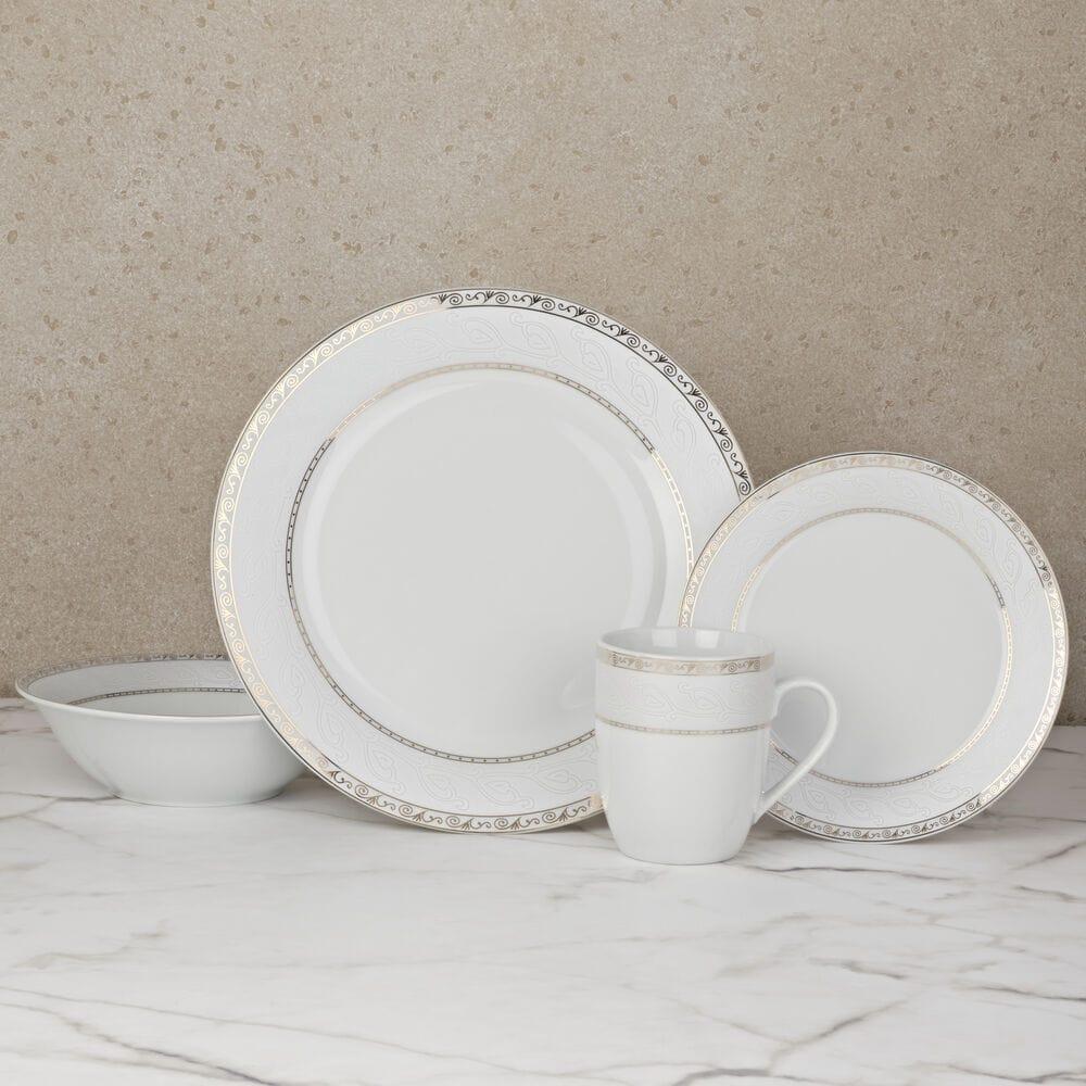 Fitz And Floyd Gold Serif 32 Piece Dinnerware Set Service For 8