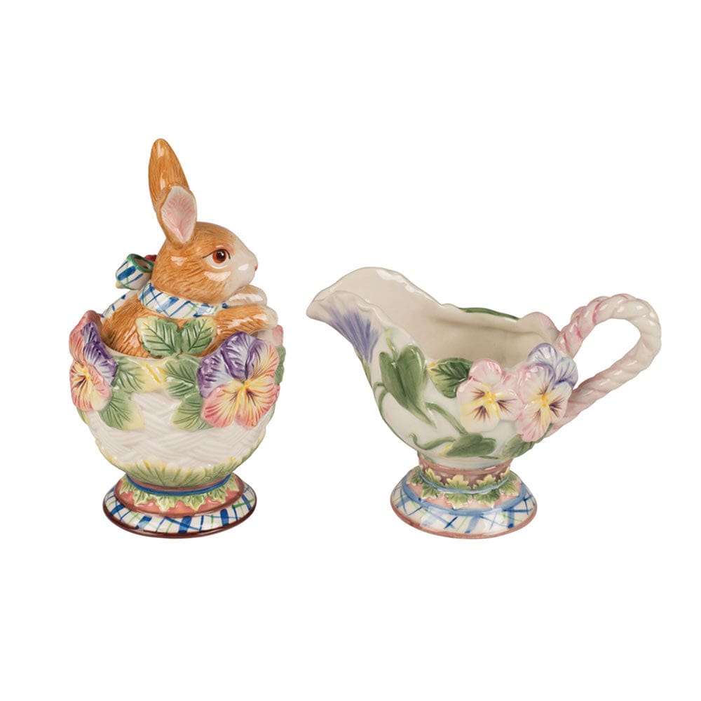 Fitz And Floyd Halcyon Rabbit Sugar And Creamer Set
