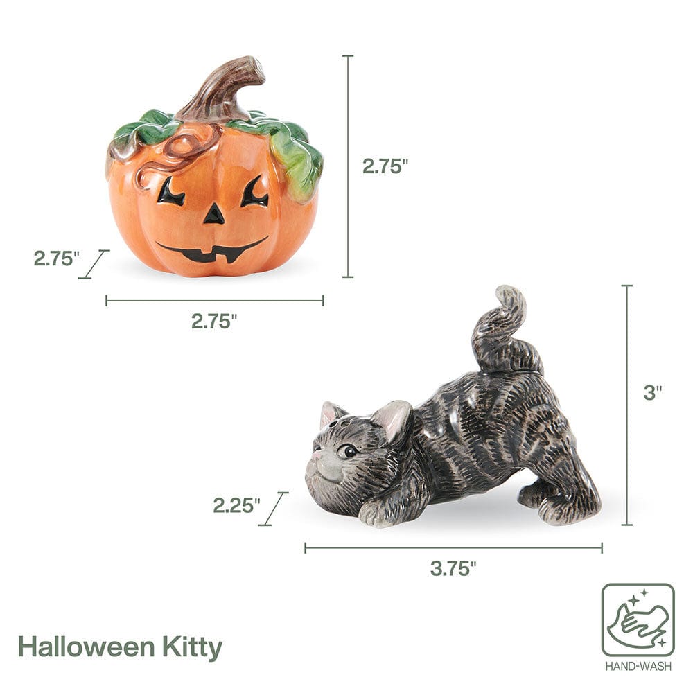 Fitz And Floyd Halloween Kitty And Pumpkin Salt And Pepper Set