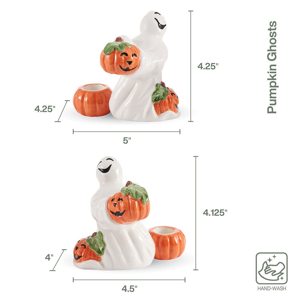 Fitz And Floyd Halloween Pumpkin And Ghost Candleholders Set Of 2