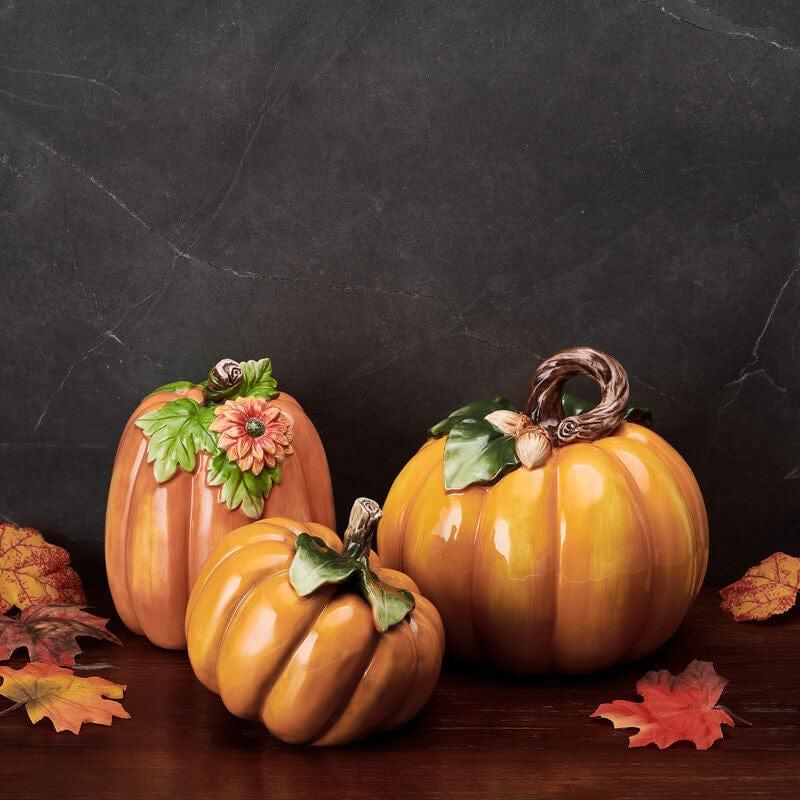 fitz and floyd Harvest Halloween Set of 3 Pumpkin Figurines