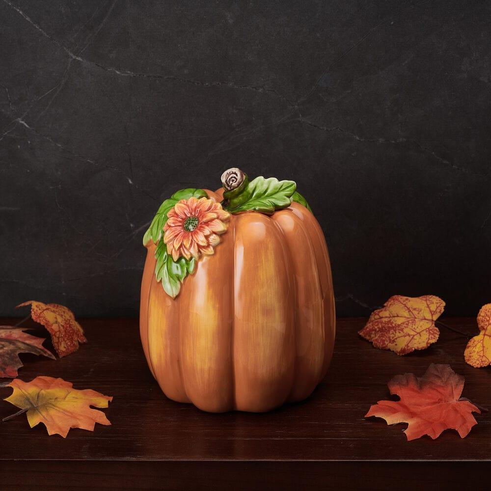 fitz and floyd Harvest Halloween Tall Flower Pumpkin Figurine