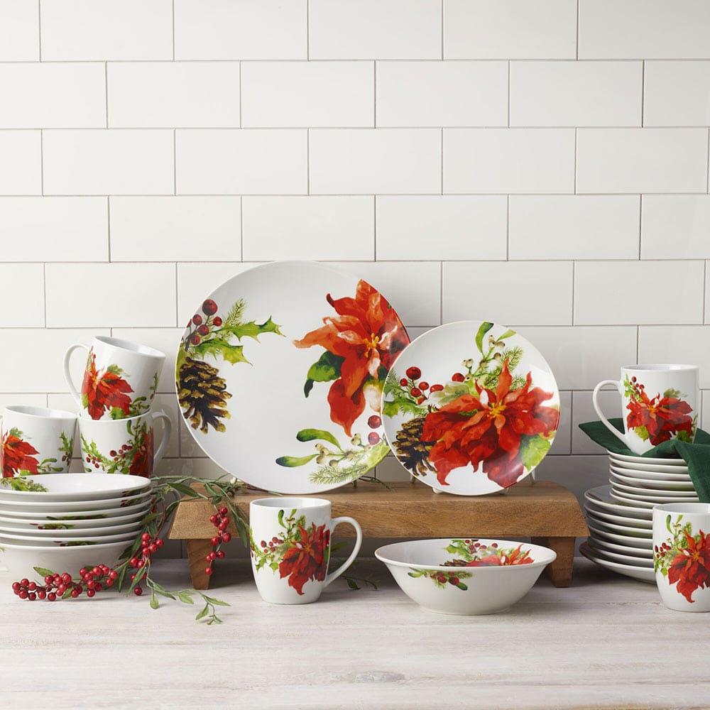 Fitz And Floyd Holiday Home 32 Piece Dinnerware Set Service For 8