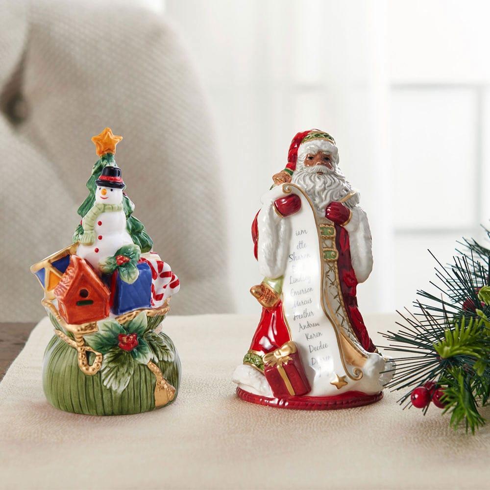 fitz and floyd Holiday Home African American Santa Salt and Pepper Set