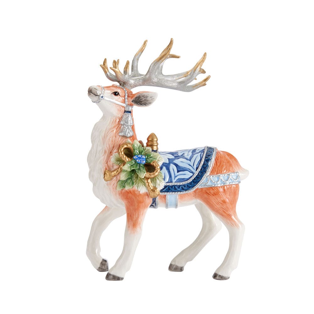 Fitz And Floyd Holiday Home Blue Deer Figurine 12.5 IN