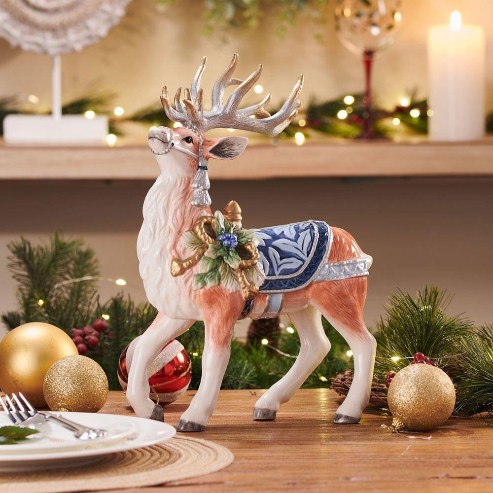fitz and floyd Holiday Home Blue Deer Figurine 12.5 IN