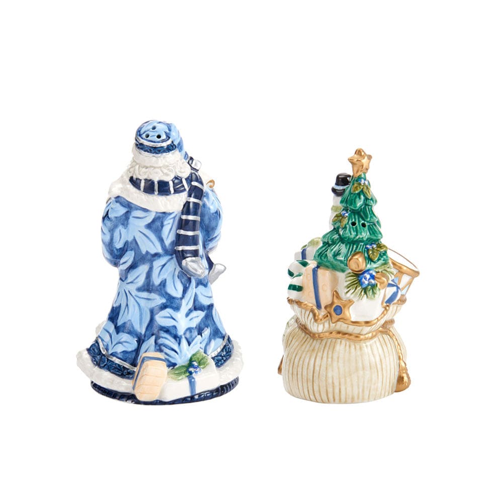 Fitz And Floyd Holiday Home Blue Santa Salt And Pepper Set