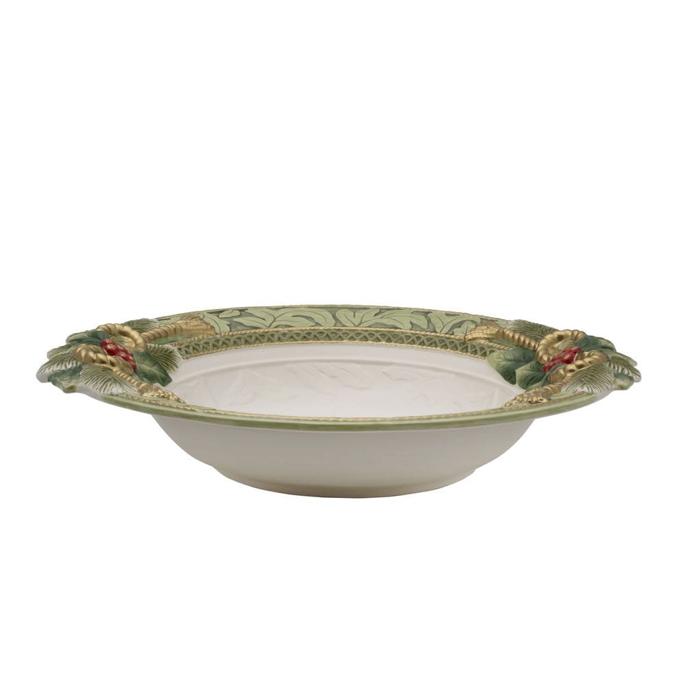 Fitz And Floyd Holiday Home Green Large Serving Bowl