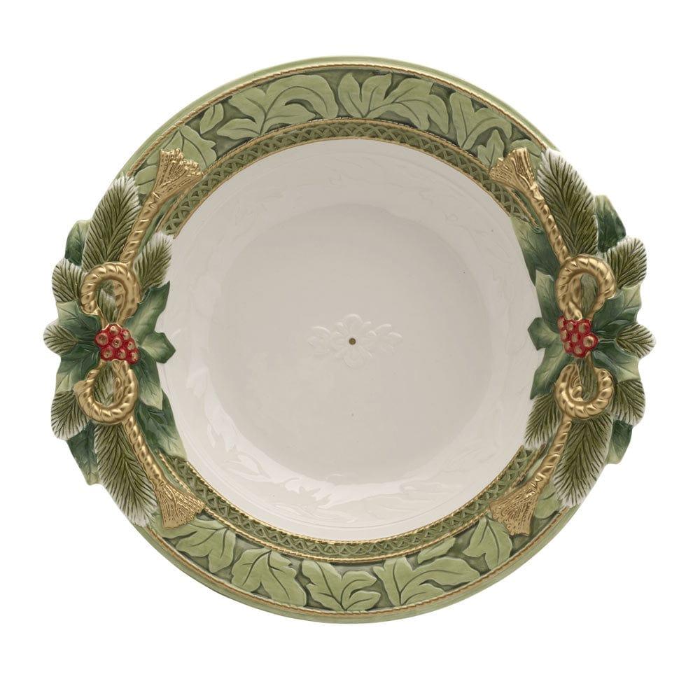 Fitz And Floyd Holiday Home Green Large Serving Bowl