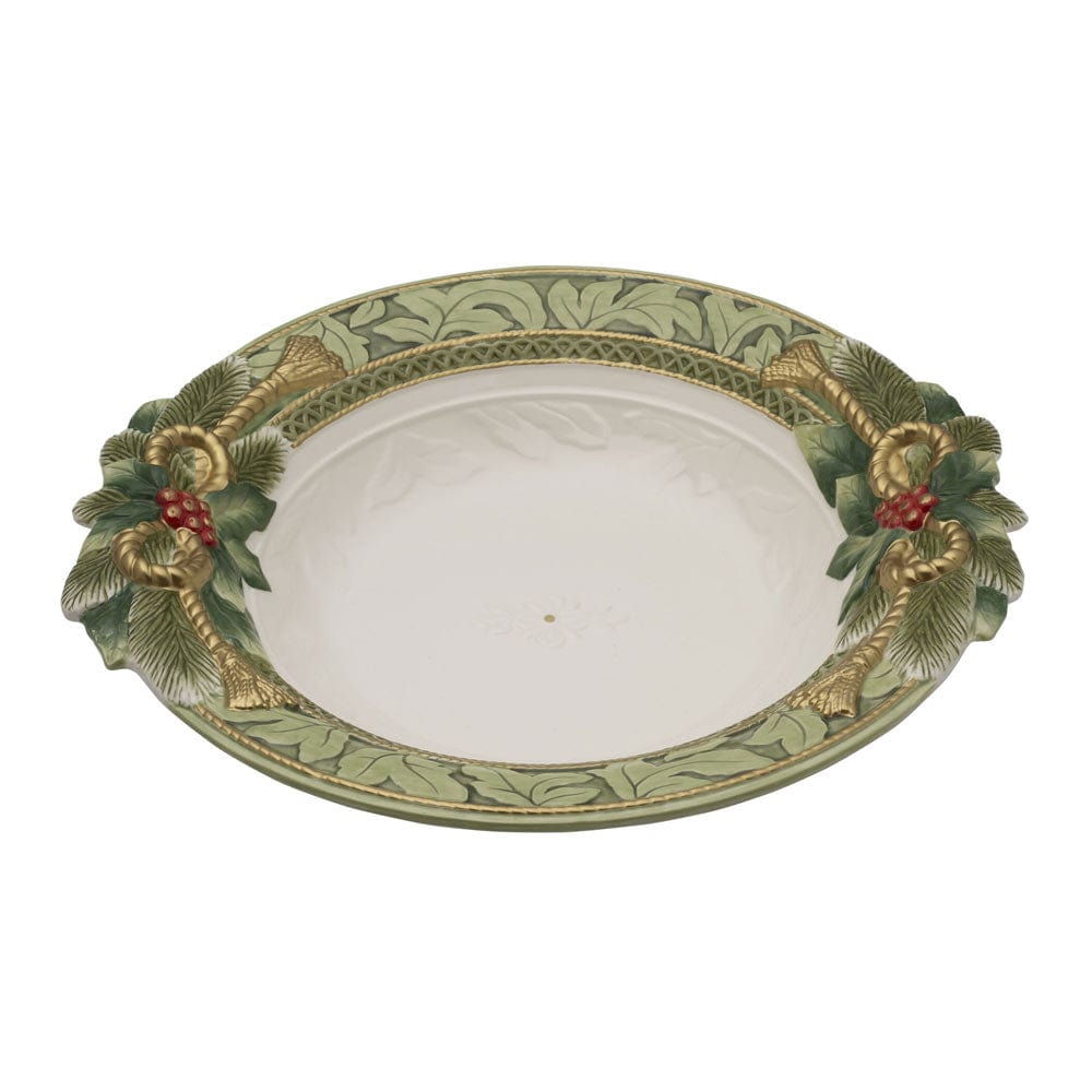 Fitz And Floyd Holiday Home Green Large Serving Bowl