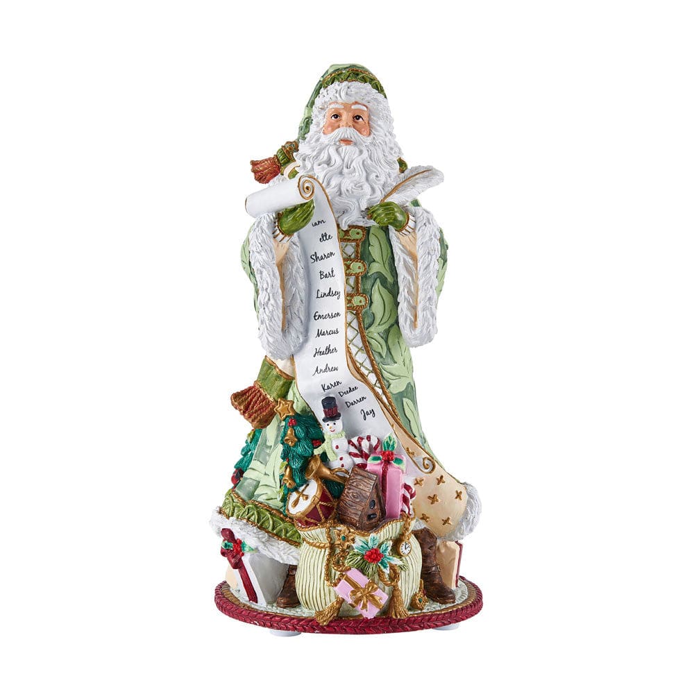 Fitz And Floyd Holiday Home Green Musical Figurine Jolly Ole Saint Nicholas 10.75 IN