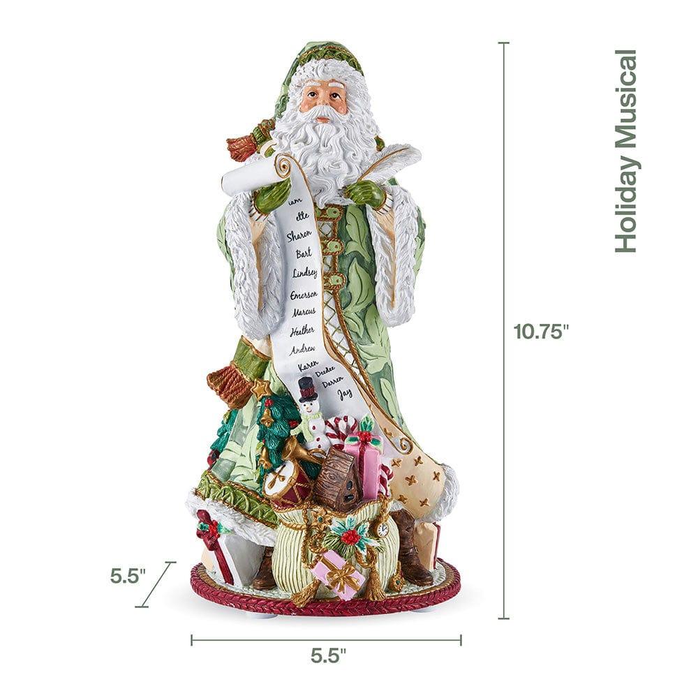 Fitz And Floyd Holiday Home Green Musical Figurine Jolly Ole Saint Nicholas 10.75 IN