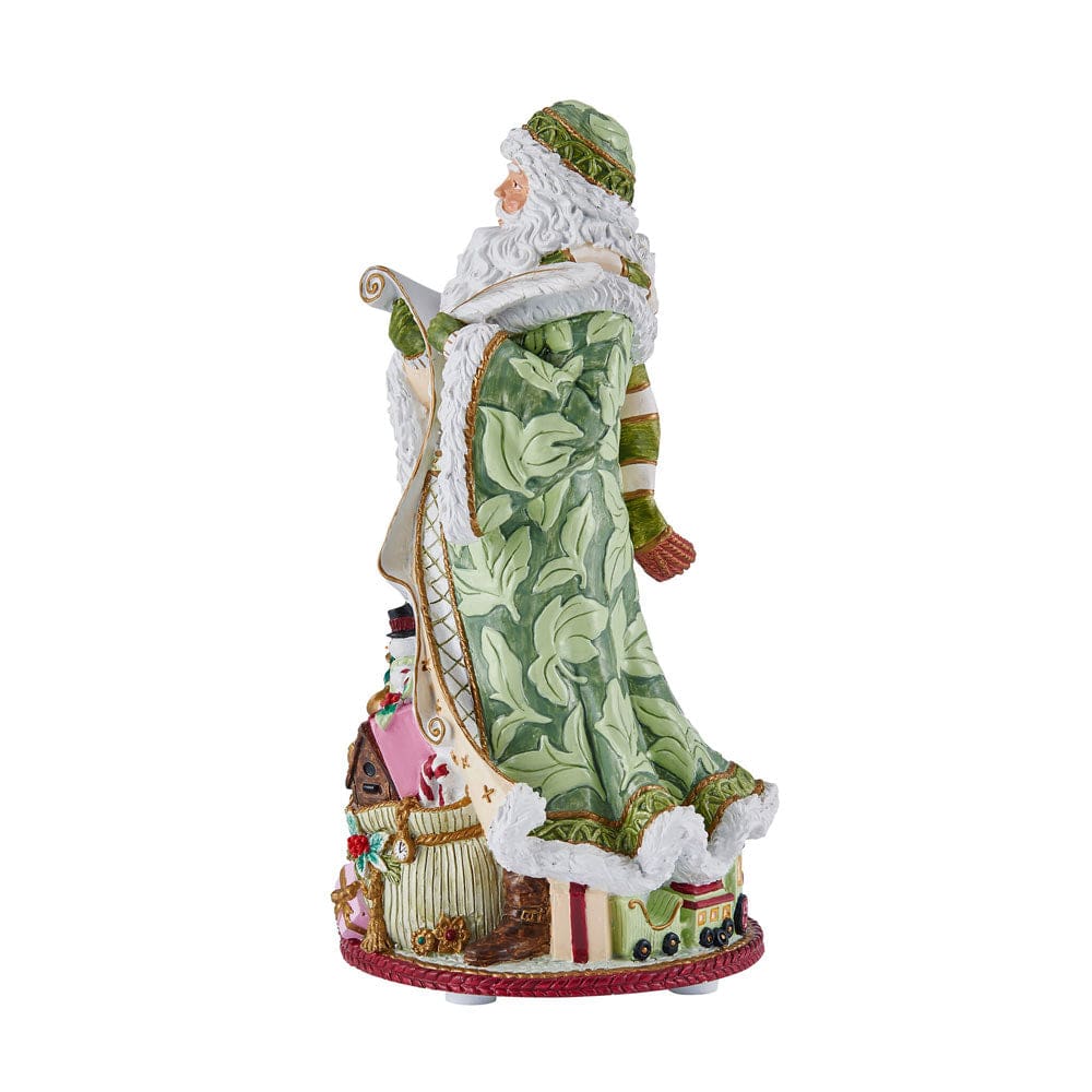 Fitz And Floyd Holiday Home Green Musical Figurine Jolly Ole Saint Nicholas 10.75 IN
